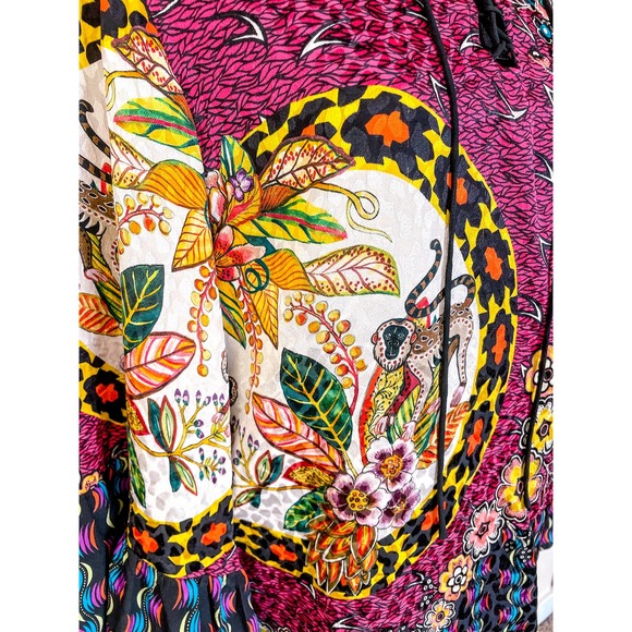 Etro Jungle Silk Lace-up Front Bell Sleeve Blouse Size 42 - Picture 4 of 13